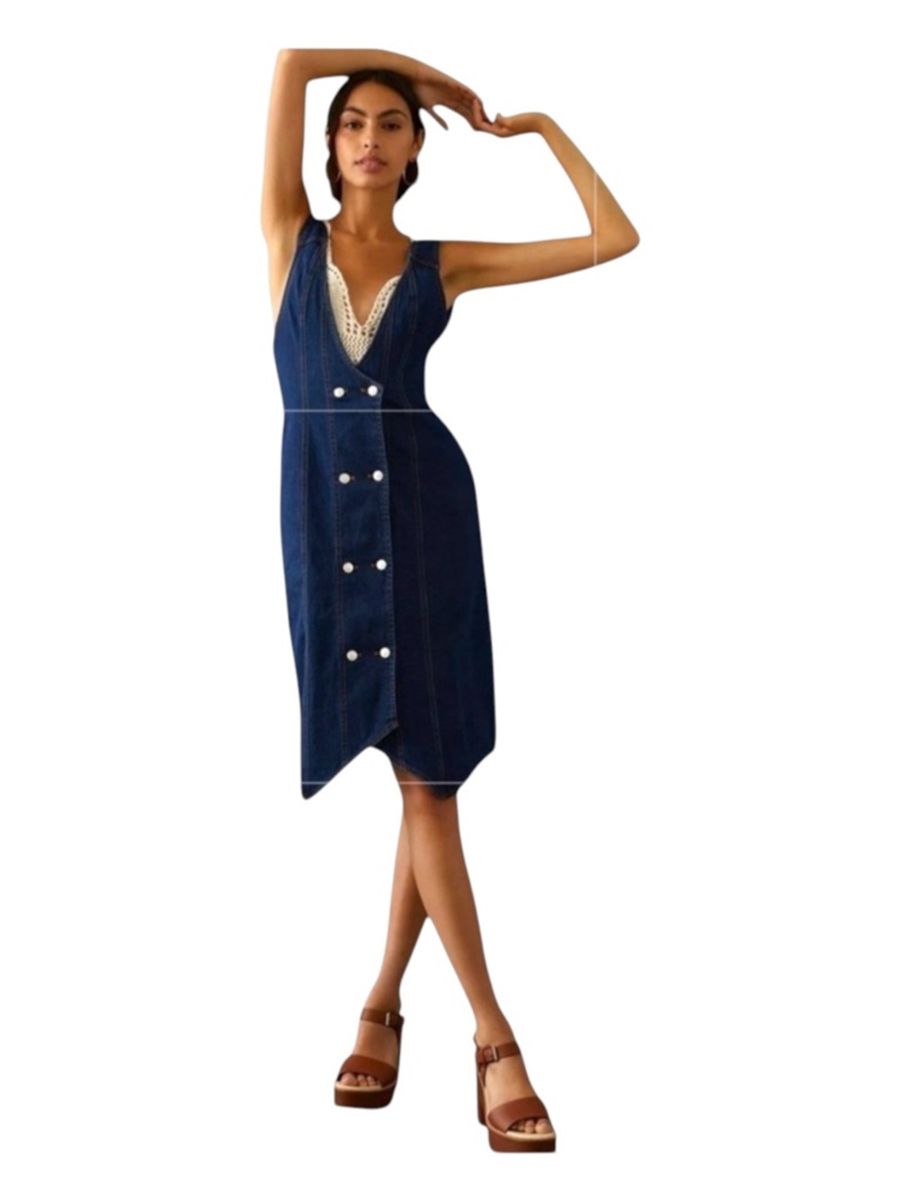 ANTHROPOLOGIE PILCRO Denim Vest Mini Dress, Size 10.